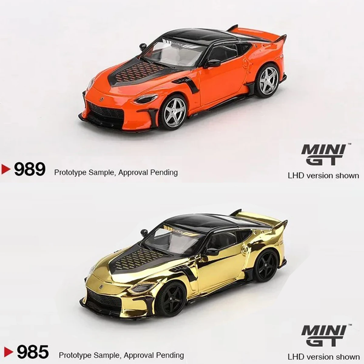 MINIGT FFZ400 1:64 Nissan Z VeilSide Cromado Laranja Dourado, Modelo de Carro em Metal para Coleção, Brinquedos 985 989