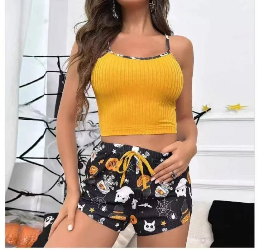 مثير الرسن بيجامة هالوين تحت عنوان اليقطين نمط سترة بروتيل السراويل قطعتين ملابس خاصة مجموعة المتسكعون للنساء #3