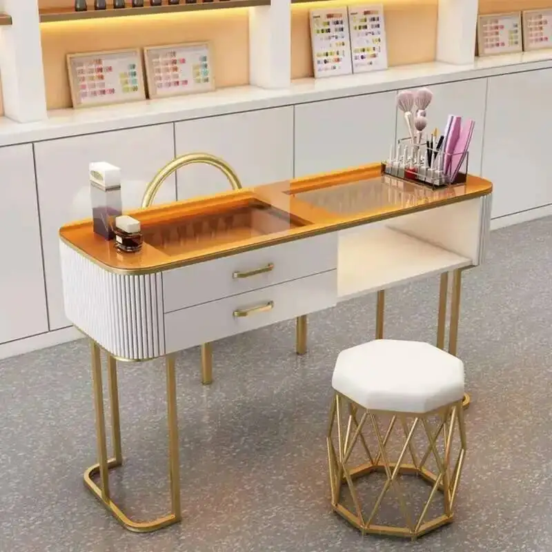 

Luxury Nail Simple Professional Nail Table Modern Artist Manicure Table Wooden Storage Mesa De Manicure Salon Furniture KMNT