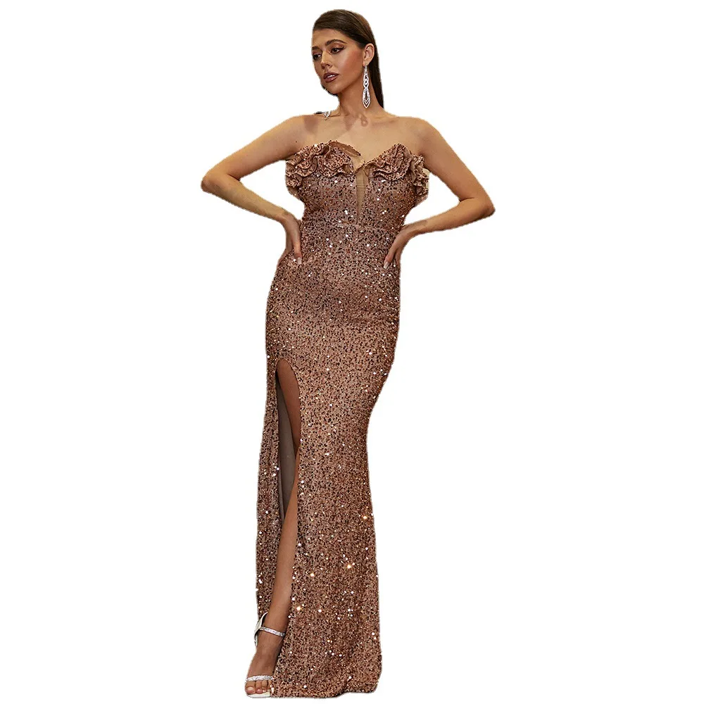 Longo sexy bal um ombro baile dr grânulo embelezado svel materni dr vestido de noite para dama de honra