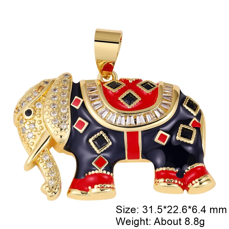 Juya 18K Echte Vergulde Creatieve Kleurrijke Emaille Dier Olifant Charmes Voor Diy Moederdag Talisman Hanger Sieraden Maken