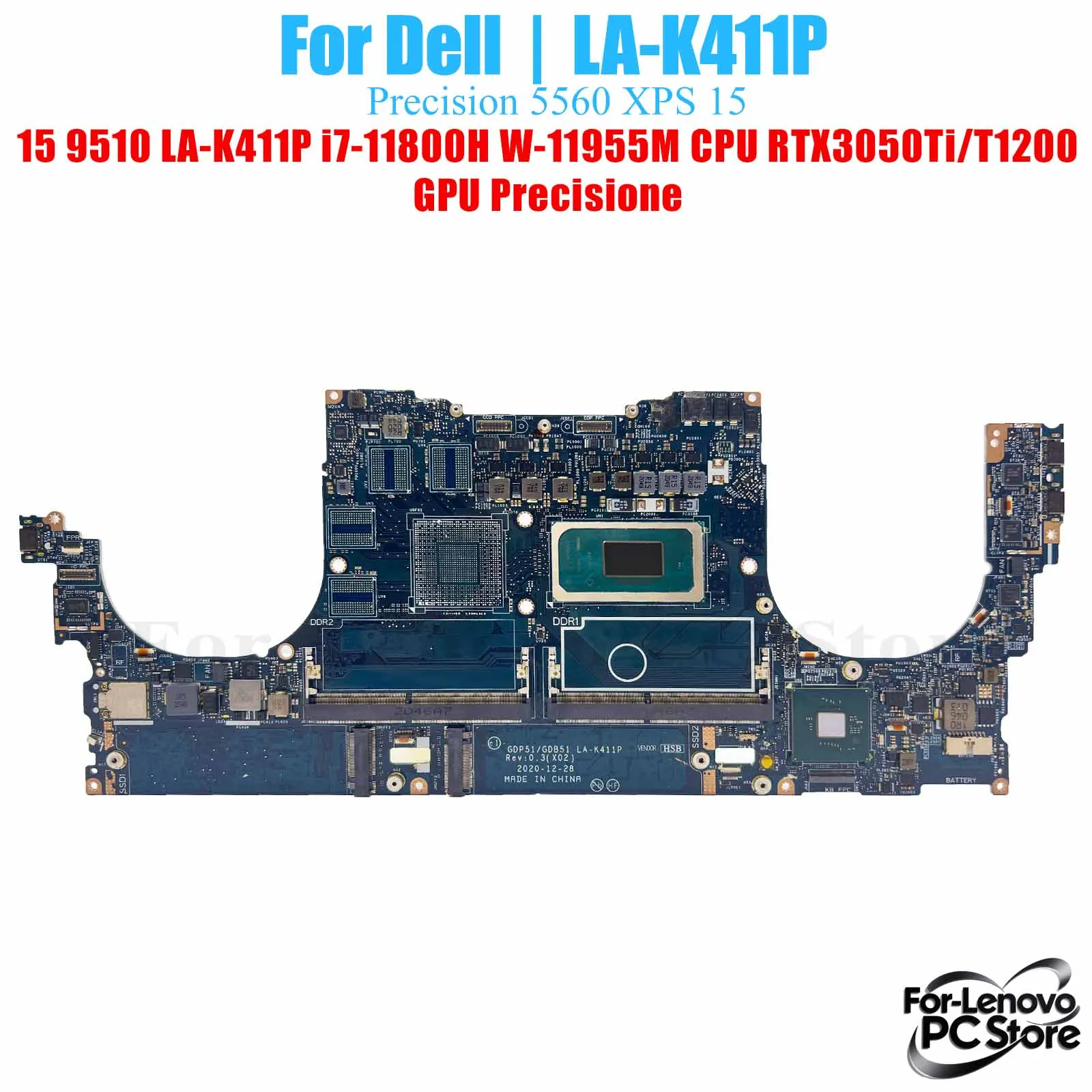 

LA-K411P For Dell XPS Precisione XPS 15 9510 5560 LA-K411P Laptop Mainboard i3 i5 i7 CPU Laptop Mainboard