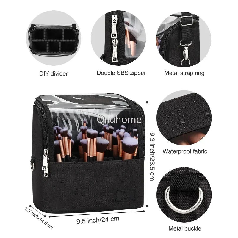 Professional Travel Make-up Trolley Case Relavel Makeup Backpack Rolling Cosmetic Case Makeup Brush Bracket Bag view 2