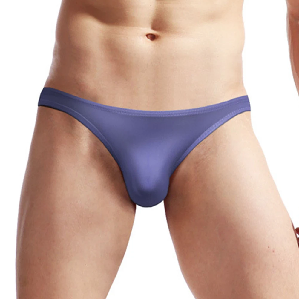 Sexy Men's Translucent Ice Silk Elastic Underwear Briefs Shorts Jockstrap Pouch Underpants Low Rise Man Panties