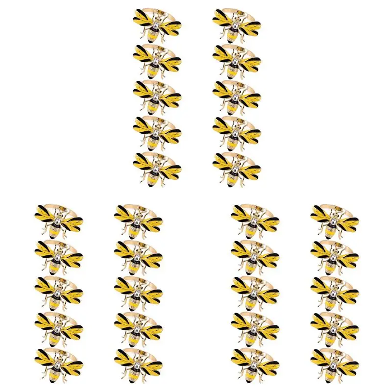 

ABGH-Set Of 30 Bee Napkin Buckle Napkin Ring Alloy Insect Diamond Buckle Paper Towels Napkin Holder