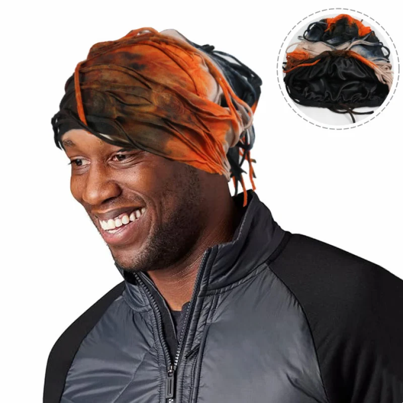 New Ripped Cloth  Three-Dimensional Sleeve Cap Tie-Dye Contrast Color Man Fashion Turban Hats Men Hip Hop Durag