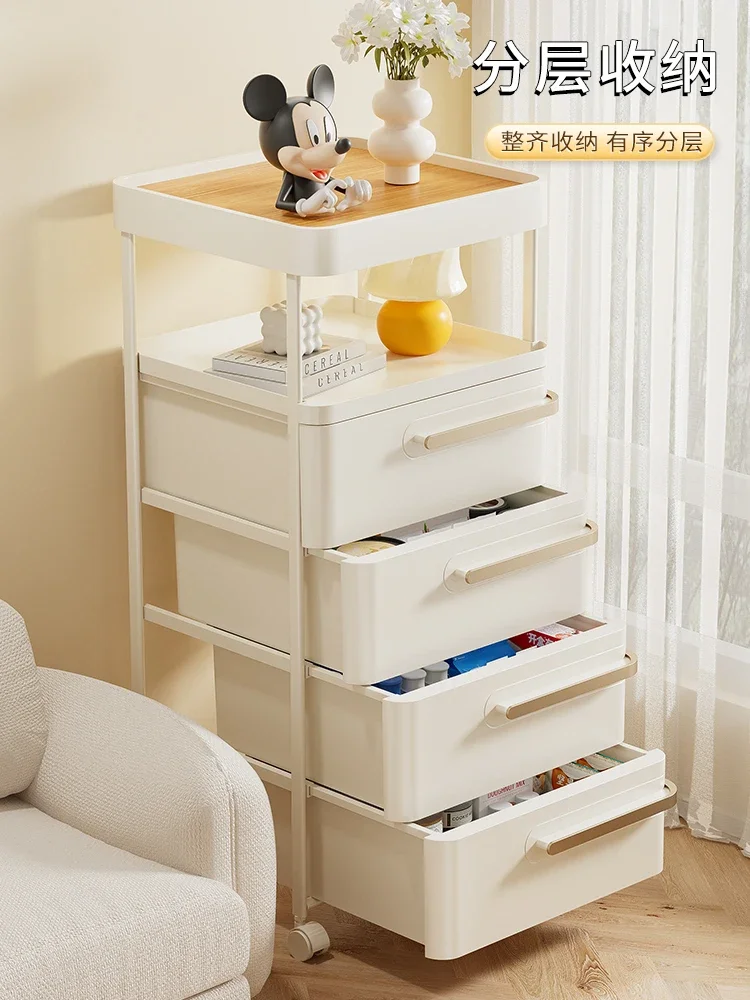 Bedside cabinet, plastic drawer type, household bedroom, seam storage cabinet, multi-layer narrow seam mobile storage cabinet,