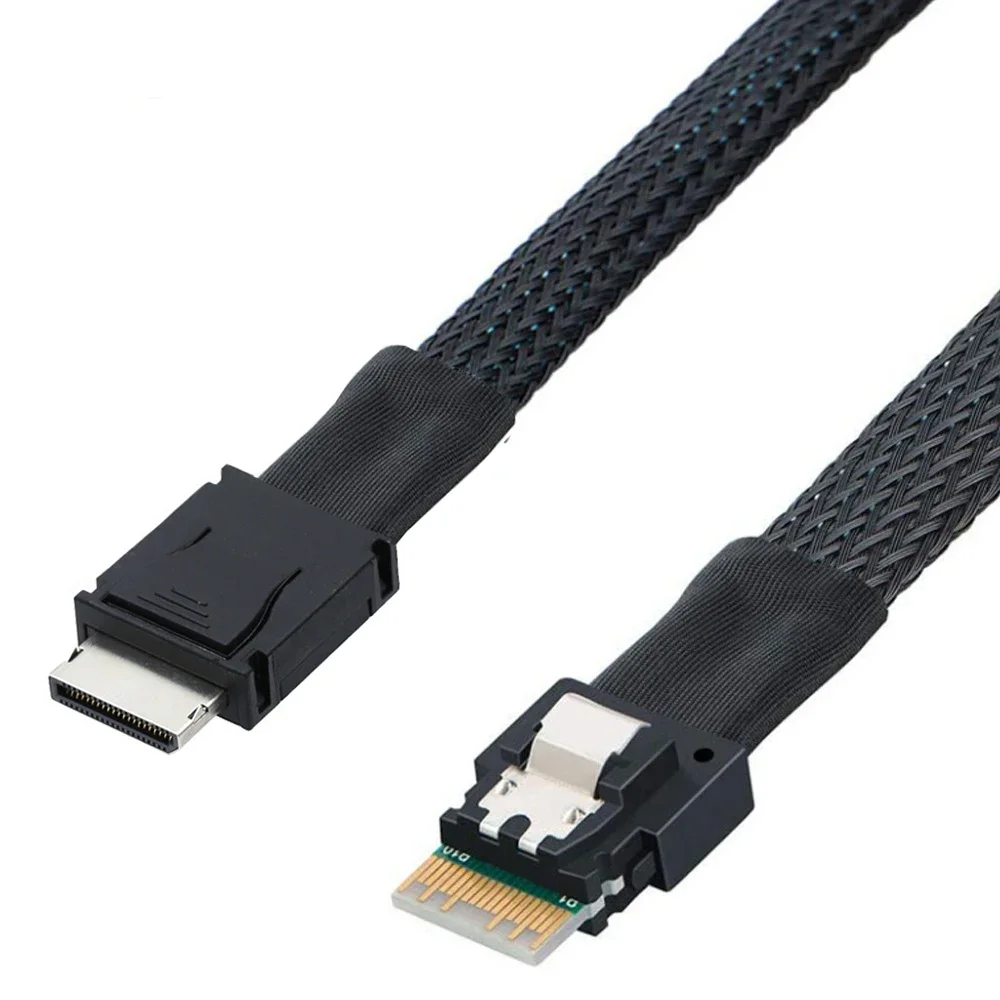 PCIe 4.0 x4 SFF-8654 4i to Oculink SFF-8611 4i Cable, High Speed SAS Slim to Oculink Adapter for Nvme SSD Server GPU Workstation