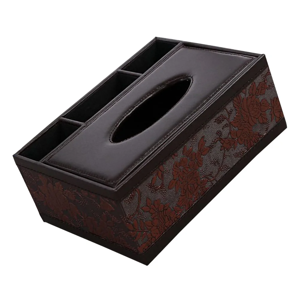 

Tissue Box Embossed Desktop Penicl Holder Household Scissor Wooden Remote Organizer