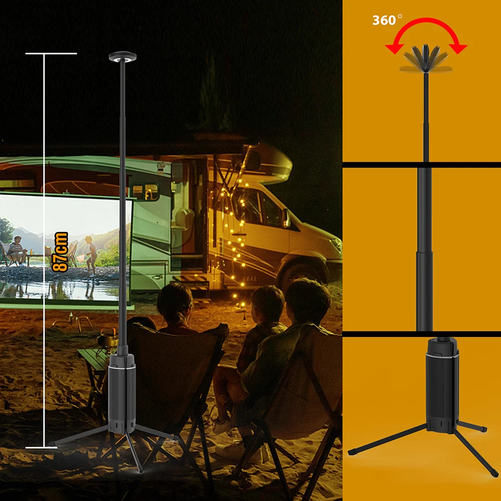 Telescopic Collapsible Camping Lanterns 2 Light Sour s 3 Modes with Extendable Light Tripod Rechargeable Camping Lamp