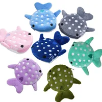 Monedero de felpa de tiburón de dibujos animados, bonito bolso tipo billetera con cremallera para tarjetas de dinero, Cable de datos, monedero, regalo para niños y adultos