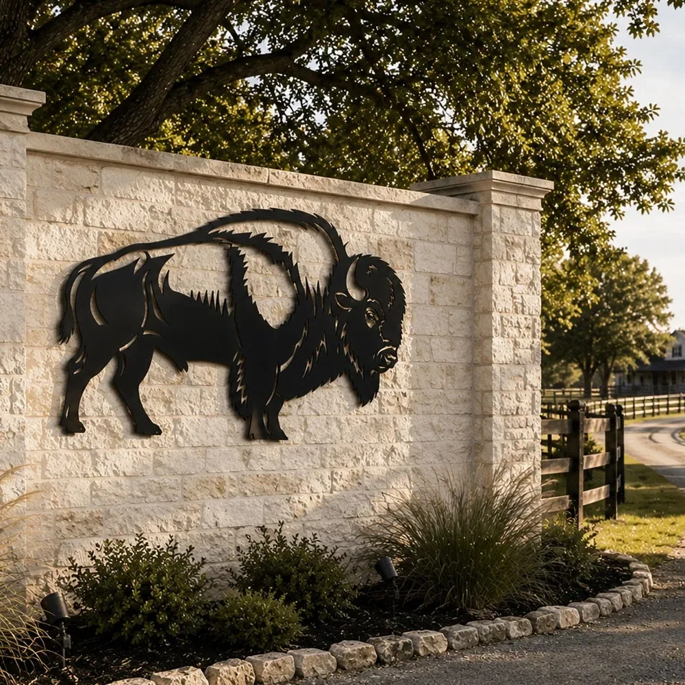 Buffalo Bison Metal Wall Art, Western Farmhouse Decor, Gift for Cowboys