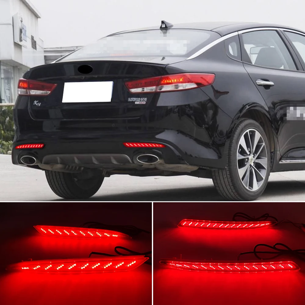 2Pcs For kia Optima K5 2016 2017 Rear Bumper Reflector Light With turn signal light LED Parking Warning lamp Tail Brake light