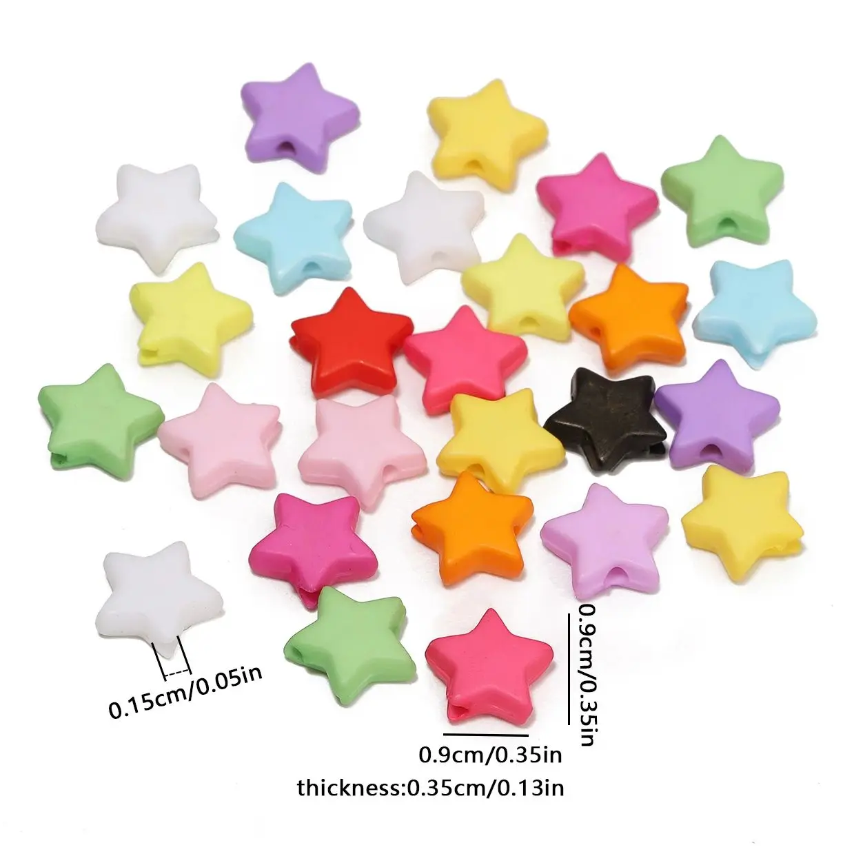 100pcs 9x9mm Mixed Colorful Star Acrylic Beads Loose Spacer Beads For DIY Jewelry Making Necklace Bracelet Accessories Supplier