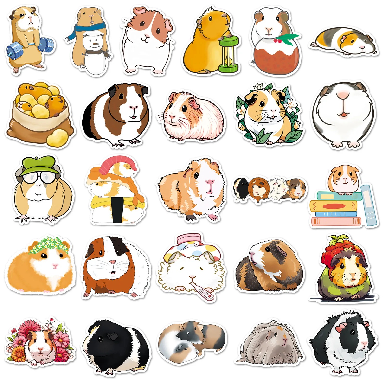 10/30/51PCS Cartoon Cute Animal Cavia Porcellus Sticker Kawaii Graffiti Waterproof Decal Kids Toy DIY Stationery Box Notebook