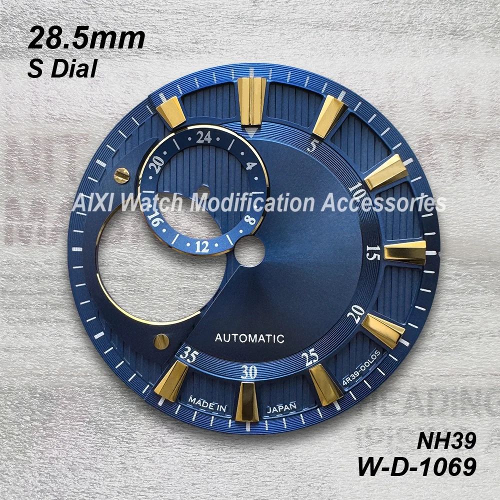 28.5mm S Logo Sunburst Dial Suitable For NH39 Movement Hollow Out High Quality Watch Modification Accessories