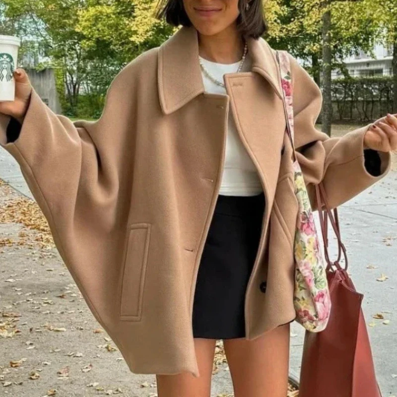 Wool Coat Peacoat - Women Chic French Tweed Coat Lapel