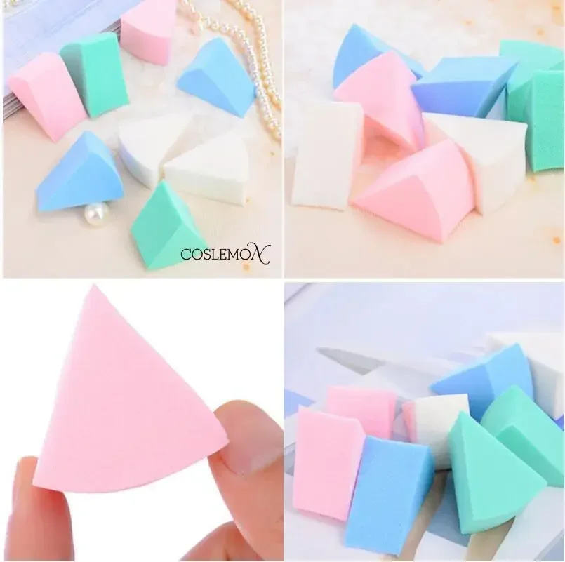 8pcs Triangle Makeup Puff Small Sponges Portable Blenders Wet Dry Dual-use Beauty Natural Latex Mini Facial Cosmetics Tools