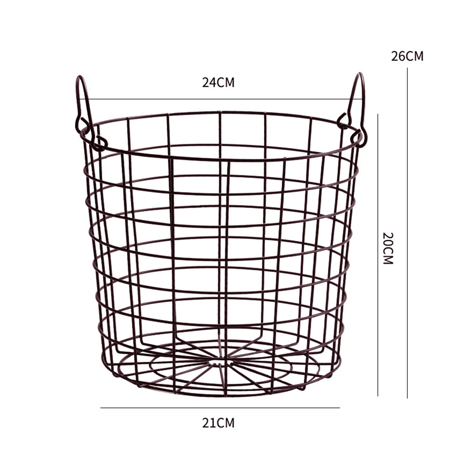 Iron Wire Storage Basket Large Capacity with Handles Fruit Basket Round Multiuse Storage0 Organizer for Pantry Closet Kitchen