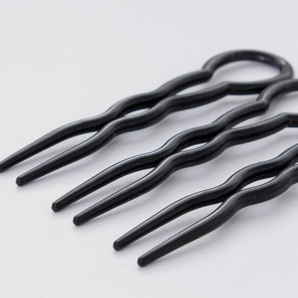 

24pcs U-shaped Hair Forks Black Plastic Women Girls Hairpins Accessories for Buns Hairstyles Hair Sticks Tools