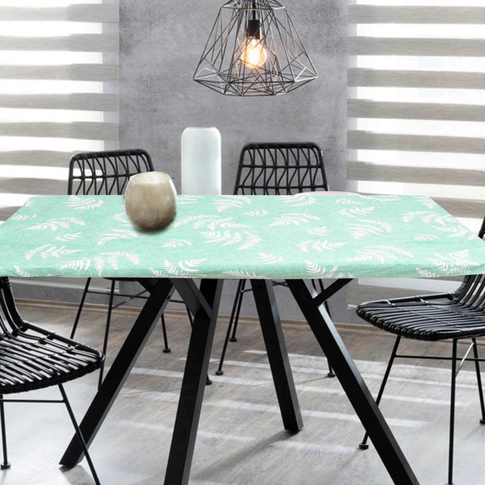 

Elastic Rim Table Protector PVC Flannel Rectangular Oilproof Scratch Resistant Tablecloth for Dining Home Restaurant