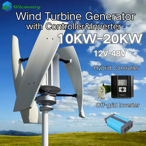 Residential Vertical Axis Wind Turbine 20KW 10KW 12V-48V with Drum Features Off-Grid System for Battery Charging