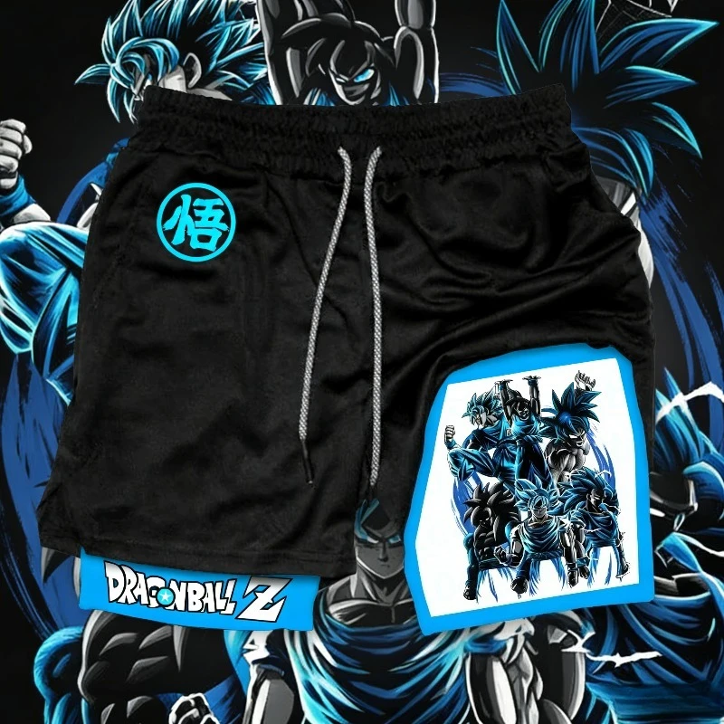

Мужские летние свободные дышащие шорты Dragon Ball GOKU с принтом, двухслойные, в американском спортивном стиле, удобные и модные