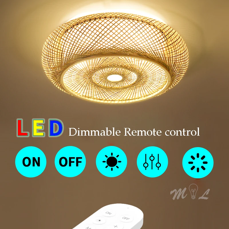 

Chinese Style Bamboo Led Lamp Ceiling Lights Dimmable Ceiling Lighting Deco Modern Hanging Ceiling Lamps for Living Room Bedroom