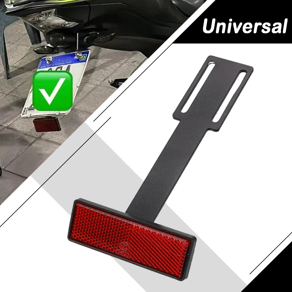 Motorcycle License Plate Holder Parts Extend Tail Reflector Dirt bikes Quad Red Rectangle Reflective Plate Warning Reflector