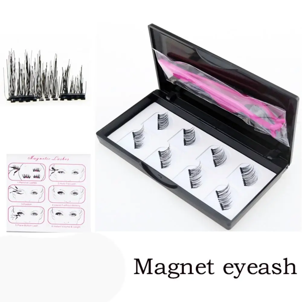 Neue Natürlich Aussehende Magnetische Wimpern Halbe Augenabdeckung 2 Magnete Wiederverwendbare Magnetwimpern mit Pinzette Künstliche Wimpern