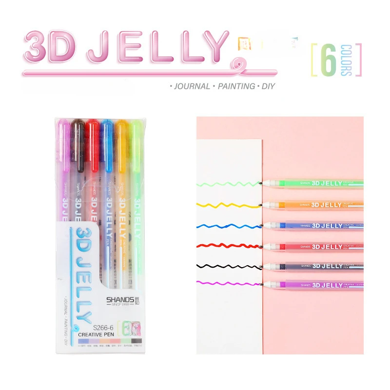 3D Three-dimensional Jelly Pen Student Highlighter Stationery Handbook Set Painting Pen Key Mark Marker Pen Aesthetic Stationery