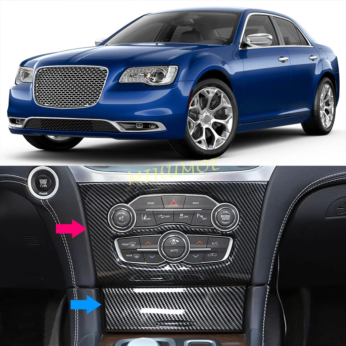

Carbon Fiber Car Air Conditioning Control Panel Trim Cover Sticker For 2015-2023 Chrysler 300 Interior Mouldings Accessories