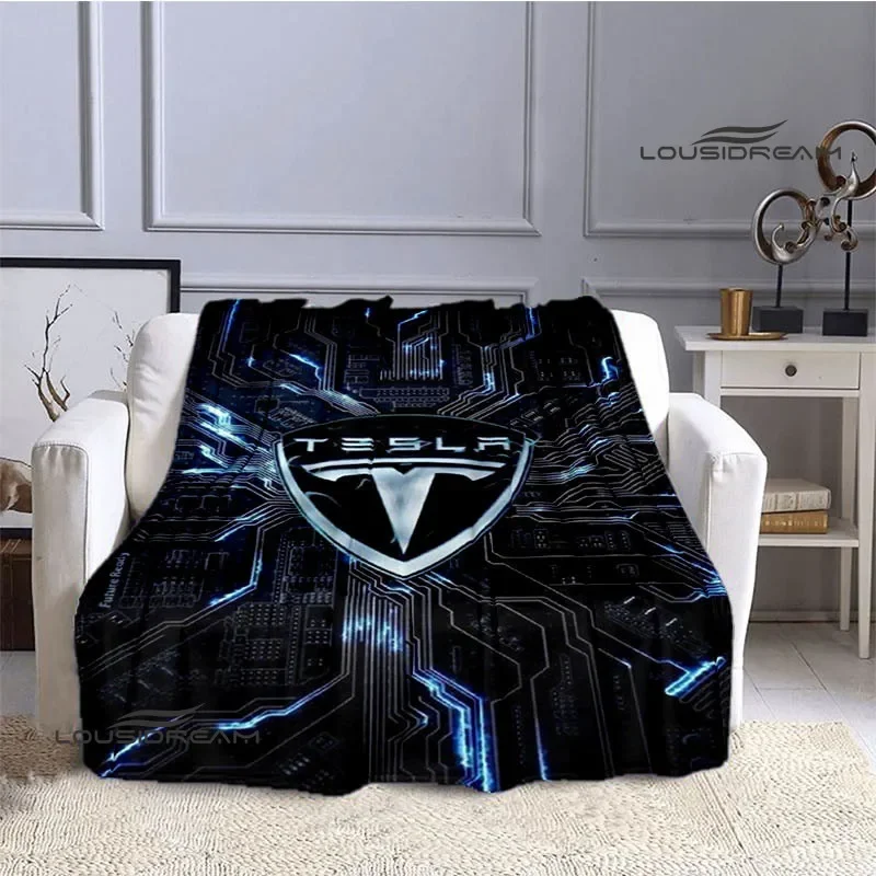 Tesla logo printed blanket Flange Warm blanket Soft and comfortable blanket throw blanket bed linings birthday gift