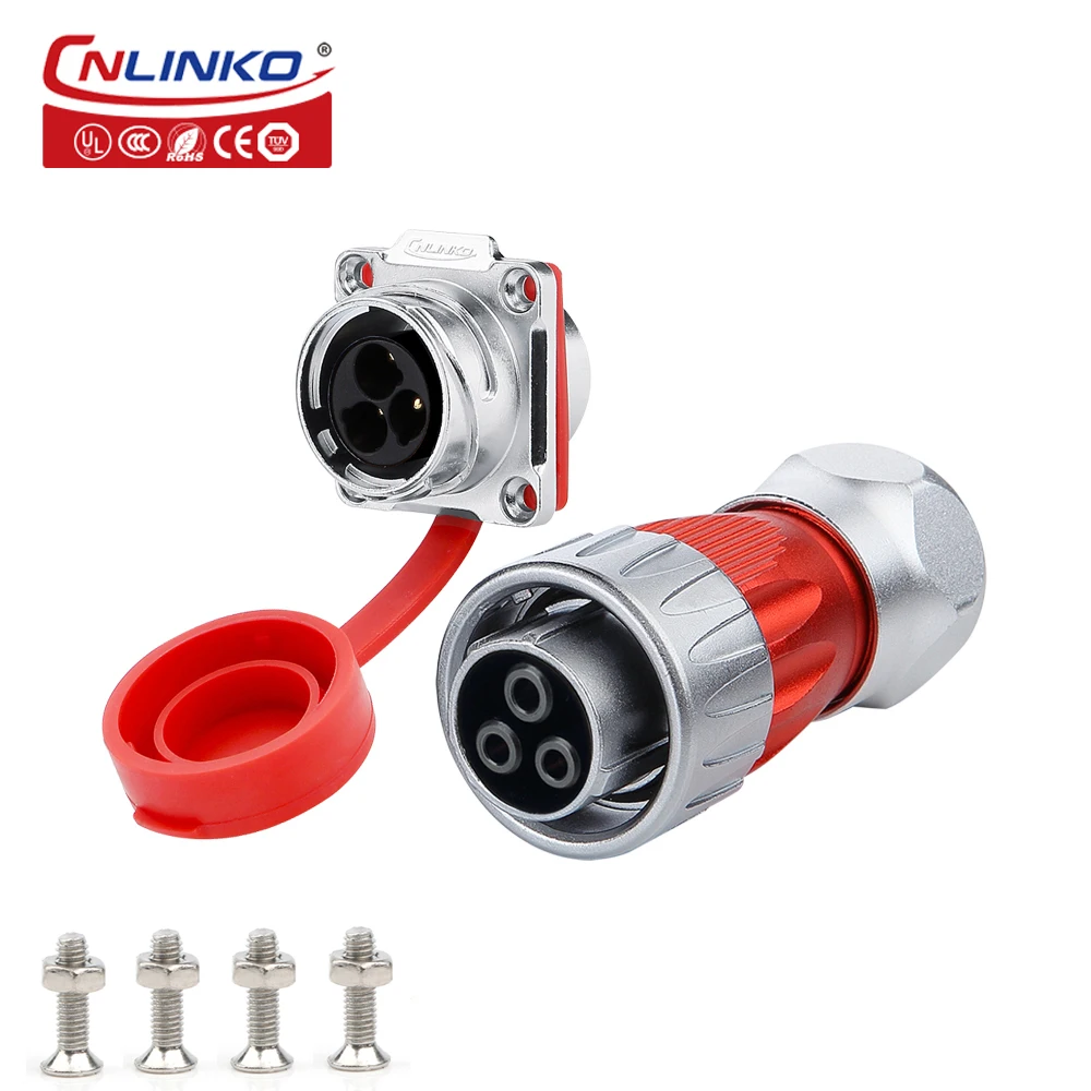 CNLINKO IP68 M24 500V Waterproof Connector 3/4/10/12/19/24 Pin E-bike Charging Power Aviation Panel Socket Electrical Cable Plug