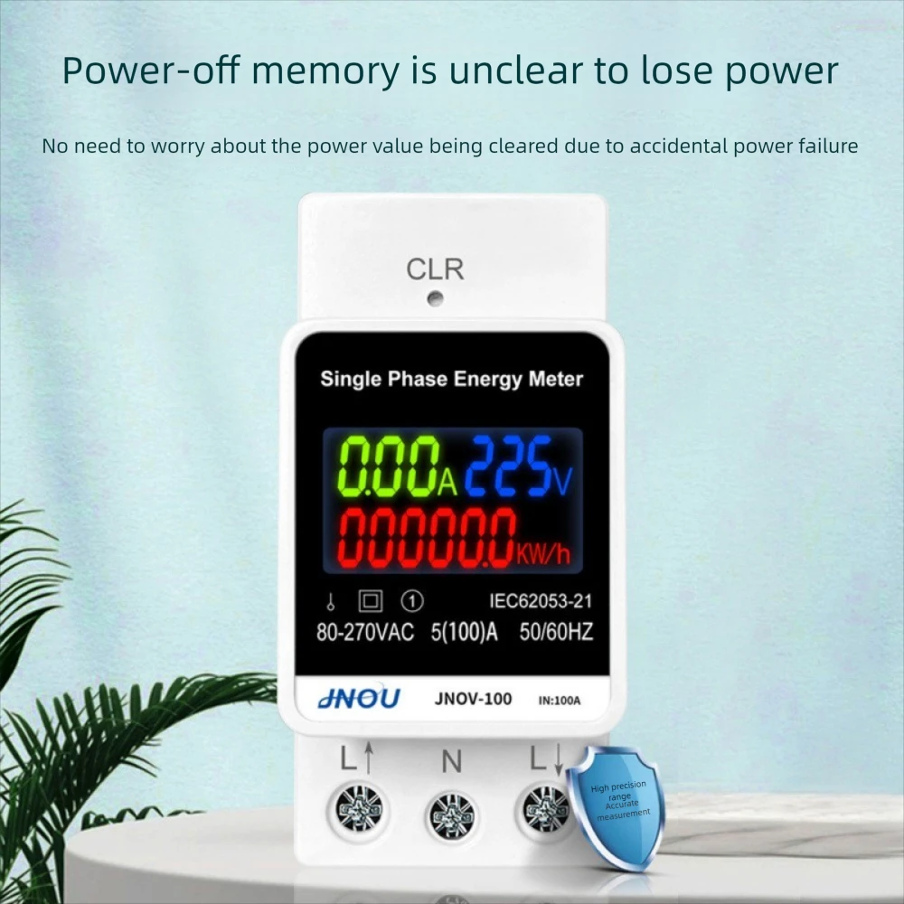 

Single Phase Multifunctional 100A LCD Color Digital Display Din Rail Electricity Meter Voltage Ammeter Power Meter Energy Meter