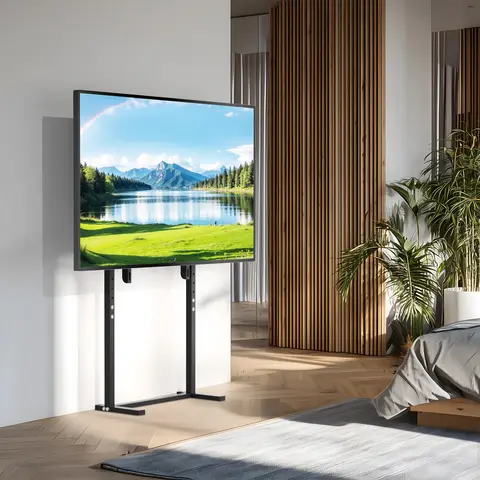 Metal Floor TV Stand Bracket Free Standing TV Trolley Height Adjustable for 32-100 Inch Flat Panel LED LCD