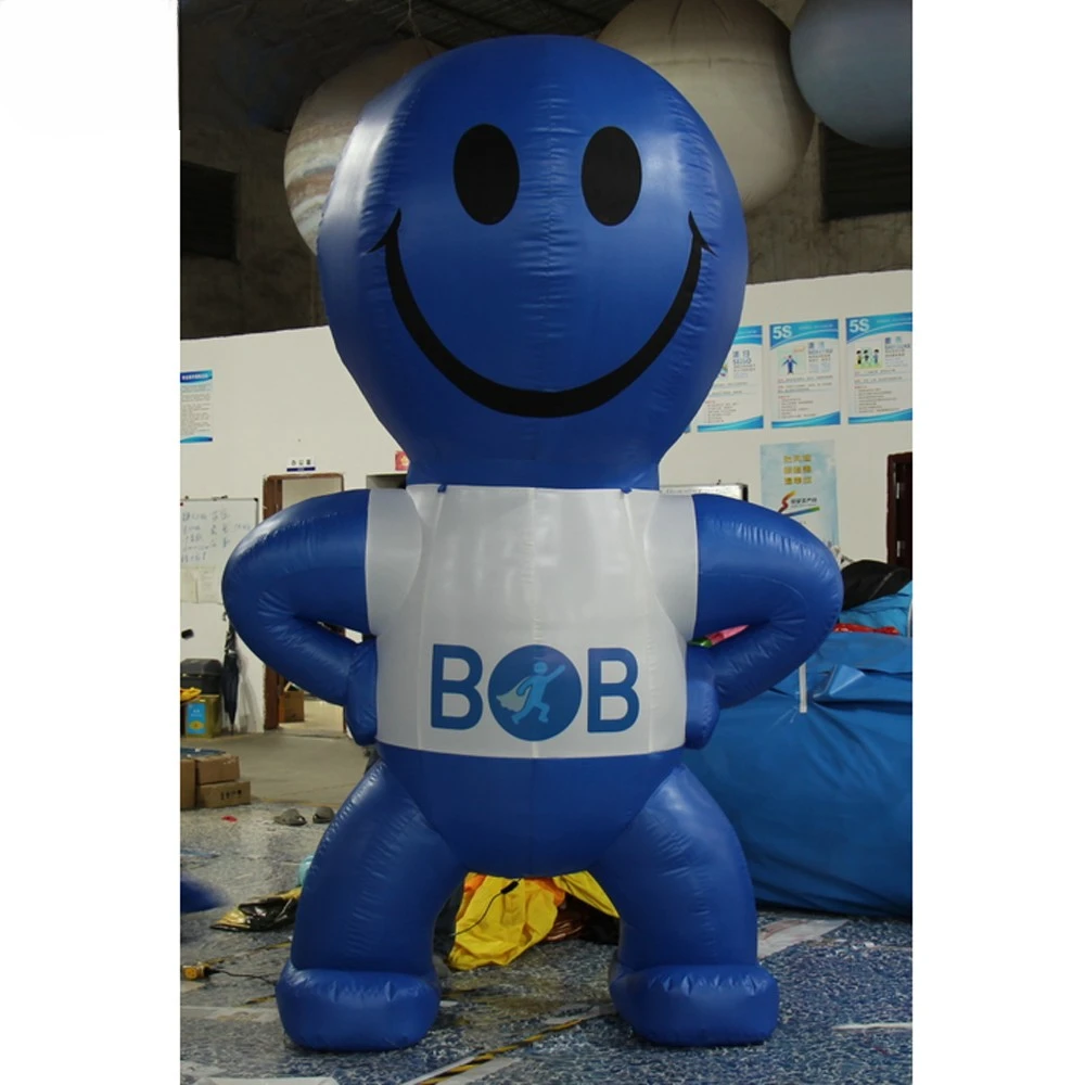 cartoon characters andLarge blue inflatable  smiley face balloons (with printing) for advertising and promotion