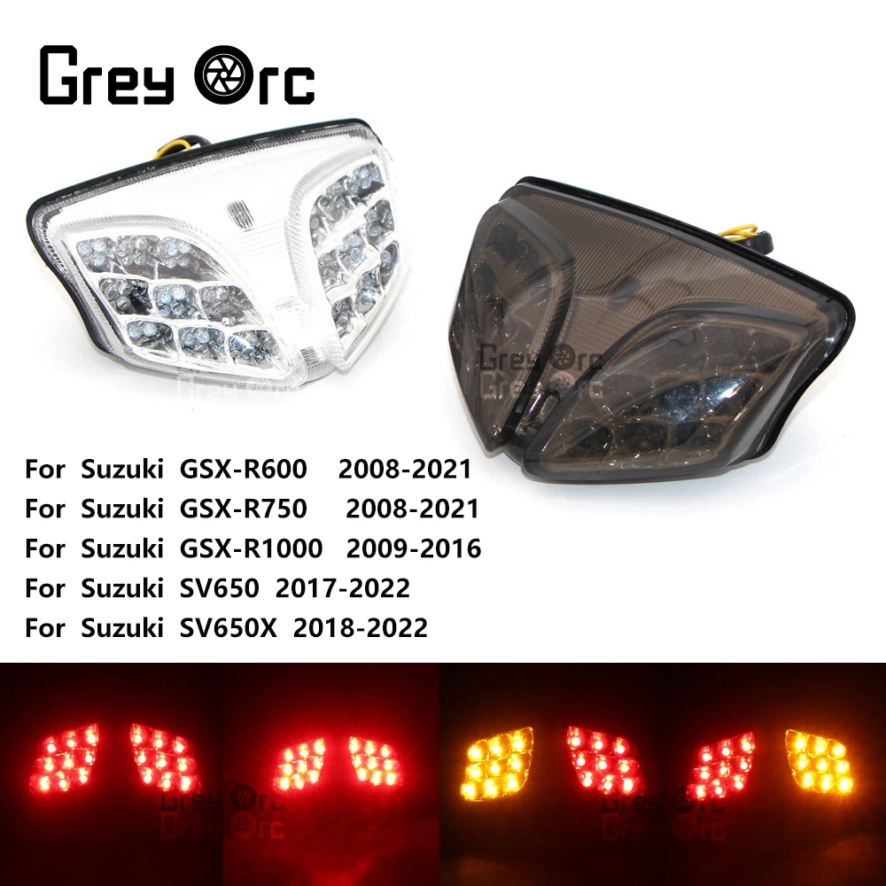 For Suzuki 2008 - 2021 GSXR600 GSX-R750 Rear LED Tail Light Turn Signal 2009 - 2016 GSXR1000 Taillight GSXR 600 750 1000