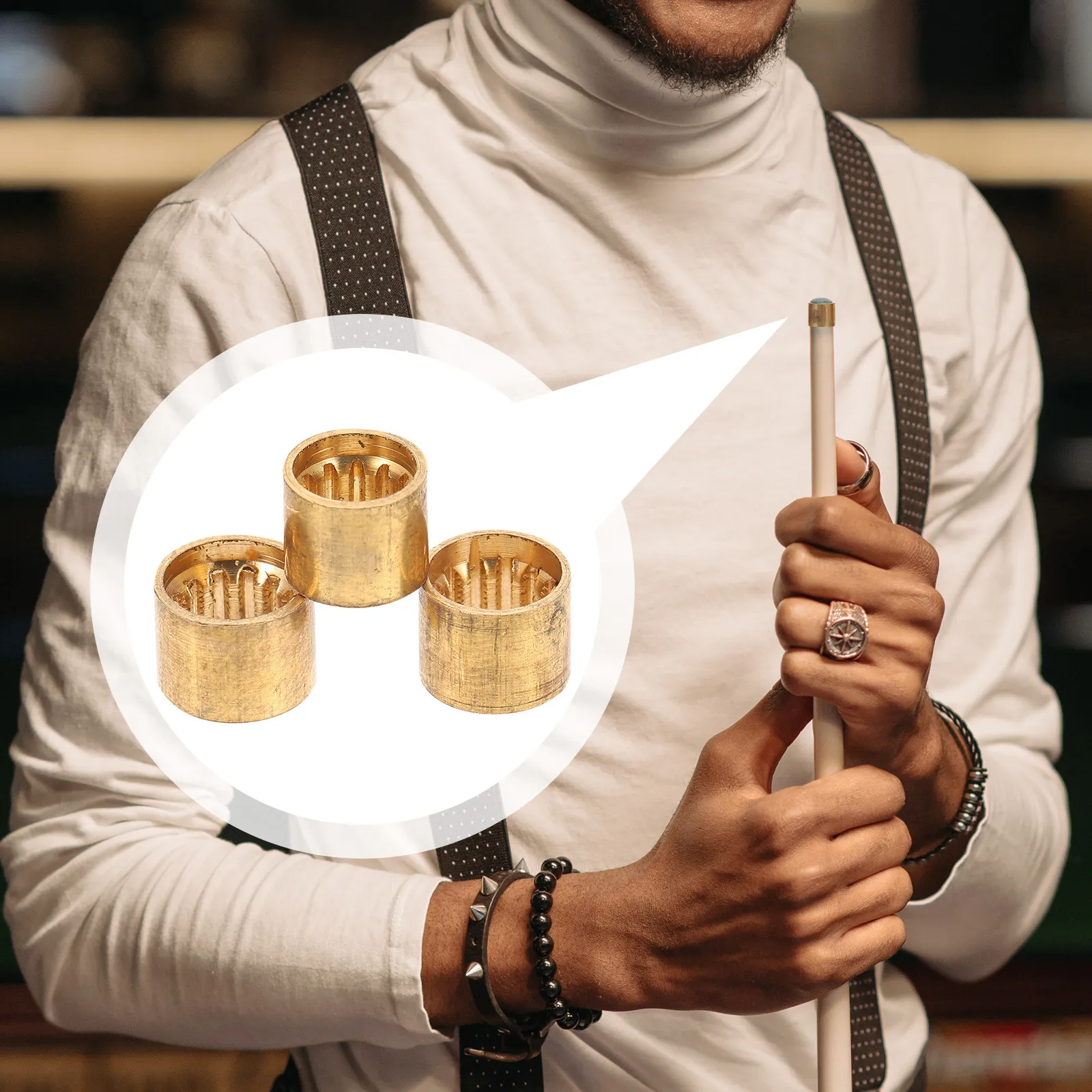 

30Pcs Copper Pool Cue Ferrules Premium Billiards Replacement Ferrules Sturdy Easy Install for Snooker Cue Repair Party Game