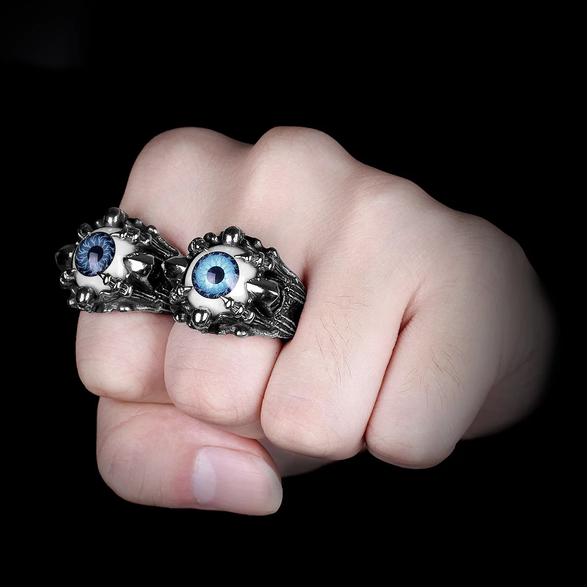 Stainless Steel Men Rings Demon Devil\'s Eye Domineering Punk Rock Hip Hop for Biker Male Boy Jewelry Creativity Gift Wholesale