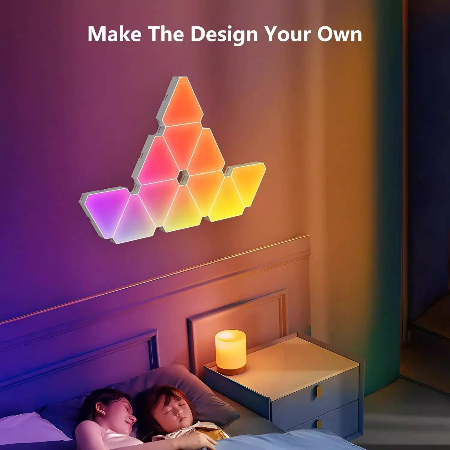 LED Triangular Quantum Lamp Bluetooth/WiFi RGB Wall Lamp Smart Pickup Rhythm Background Light For Bedroom Bedside Night Light