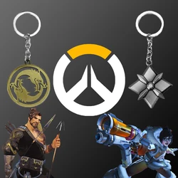 Game Overwatch Metal Hanzo Mei Keychain Metal Enamel Pendant Decoration Keyring for Women Men Jewelry Accessories Gift