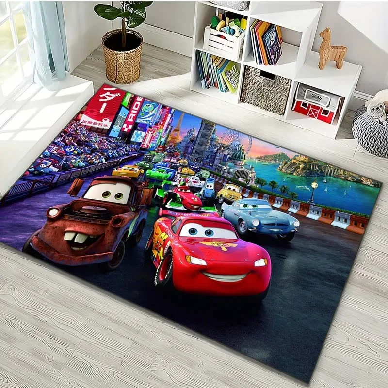 Disney Pixar Movie Cars Lightning Mcqueen Pattern Living Room Bedroom Carpet Bedside Floor Mat Kid Room Baby Play Mat Home Decor