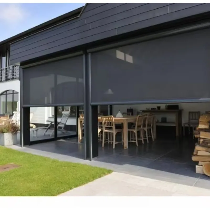 Customized Motorized Outdoor Blinds Roll Up Blinds For Patio Porch Backyard Pergola Gazebo Deck Privacy Screen Protect