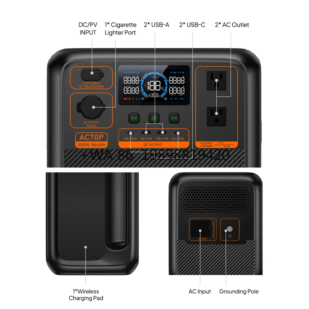 1000Watt Portable Emergency Supply Power Station Generator Off-Grid Lithium Completo 600W 1000W Solar Kit