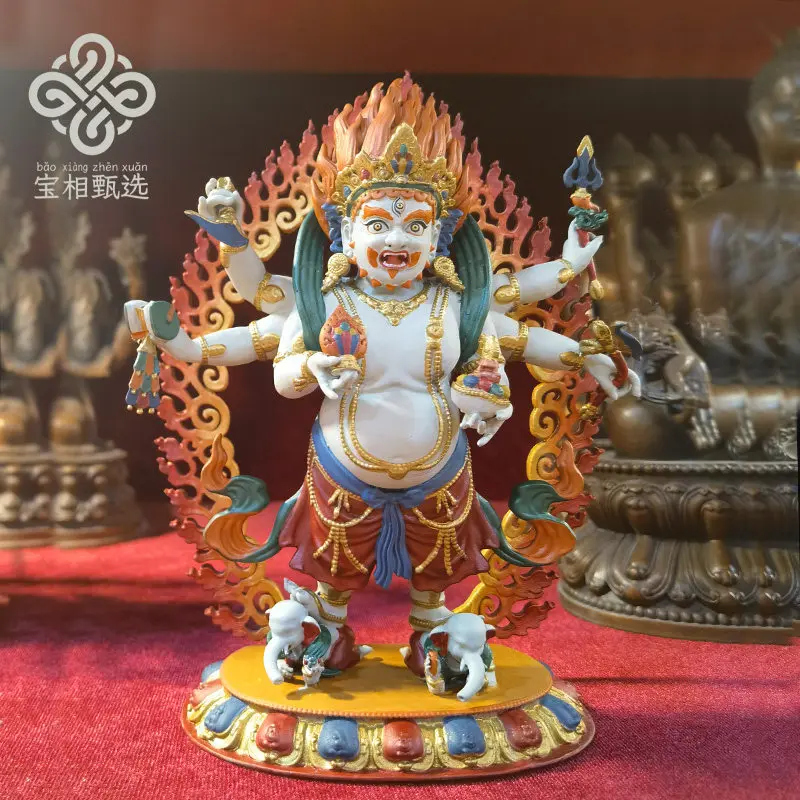 White six-armed Mahagala pure copper and copper Buddha statue painting selection r2 Tibetan Tantra Buddhist Hall