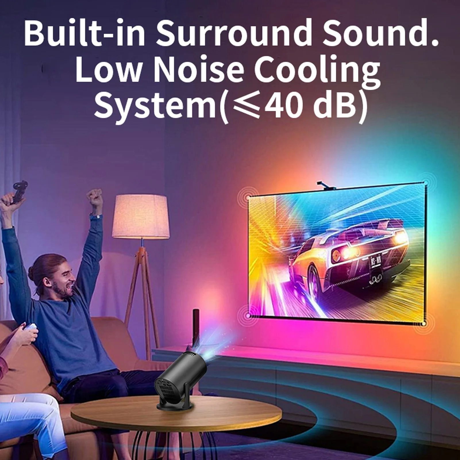 Portable Projector with Wireless Fidelity 1080P 270 Degree Adjustable USB TV Sticks Video Movie Projector for PC Smartphone