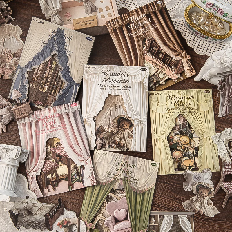 

Mr. Paper 3-Pack Rococo Dream House Stickers - Kraft Cardstock Material, Vintage Palace Journal Decor, Literary Collage Supplies