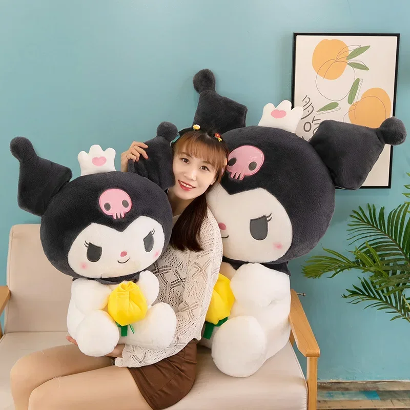 

60 см Sanrio Kawaii Kuromi плюшевая кукла мягкая детская спальная кровать для девочек мультяшная подушка мелодия милое украшение комнаты подарок