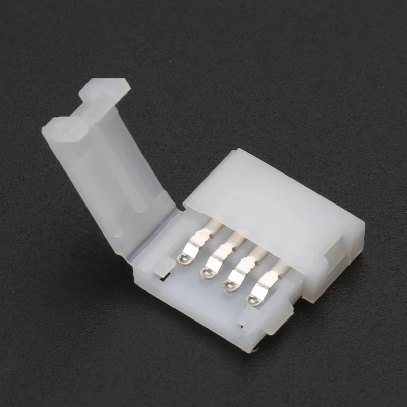 Solderless Clip-on Coupler Connector 4 Pin 10mm For 5050 RGB LED Strip Light